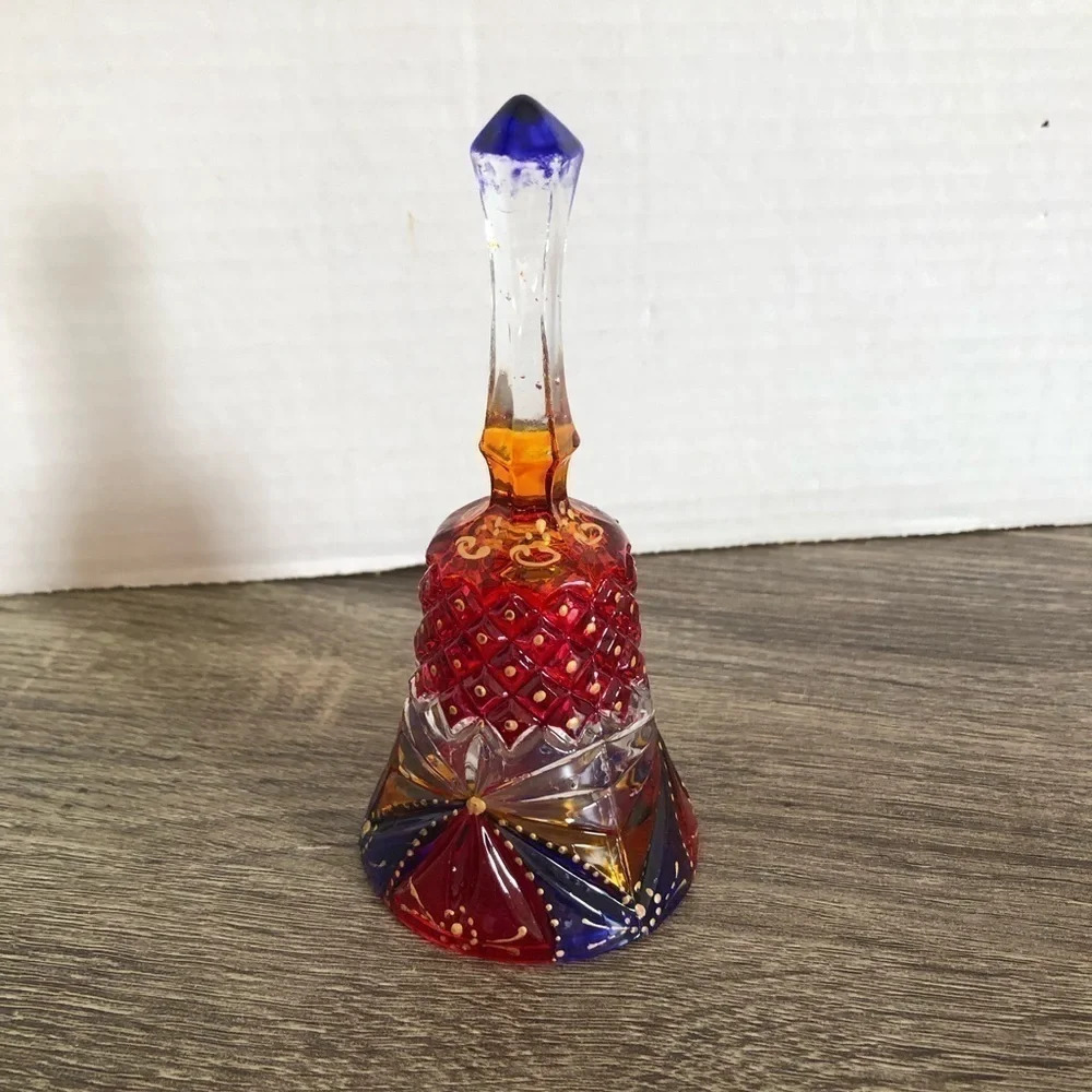 Vintage  Hand Painted Glass Bell